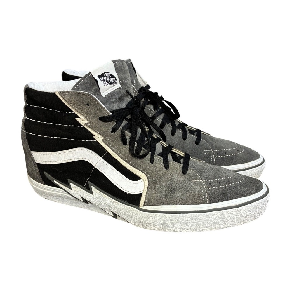 Mens Vans Skate Sk8-Hi Bolt Black Grey Canvas Suede Sneakers Shoes Size 13.0